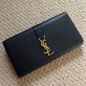 YSL wallet, black soft leather, gold logo